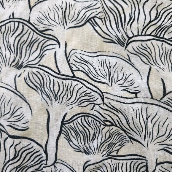 Rachel Zoe 100% Linen Cream Black Boxy Fit Short Sleeve Button Up Shirt Sz Large - Picture 4 of 8